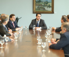 Governador Carlos Massa Ratinho Júnior recebe o presidente da Câmara dos Deputados, Rodrigo Maia. Curitiba, 15/02/2019. Foto: Rodrigo Felix Leal/ANPr