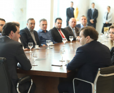 Governador Carlos Massa Ratinho Júnior recebe o presidente da Câmara dos Deputados, Rodrigo Maia. Curitiba, 15/02/2019. Foto: Rodrigo Felix Leal/ANPr