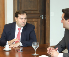 Governador Carlos Massa Ratinho Júnior recebe o presidente da Câmara dos Deputados, Rodrigo Maia. Curitiba, 15/02/2019. Foto: Rodrigo Felix Leal/ANPr