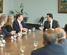 Governador Carlos Massa Ratinho Júnior recebe o presidente da Câmara dos Deputados, Rodrigo Maia. Curitiba, 15/02/2019. Foto: Rodrigo Felix Leal/ANPr