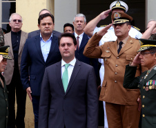 O governador Carlos Massa Ratinho Junior particip da cerimônia que comemora o 74º aniversário da tomada de Monte Castelo, na Itália, pela Força Expedicionária Brasileira, na Segunda Guerra Mundial. Foto: Gilson Abreu/ANPr