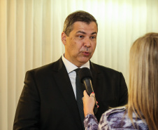 O governador Carlos Massa Ratinho Junior na apresentação das diretrizes da Celepar nesta sexta-feira (15) no Teatro Bom Jesus em Curitiba.   Curitiba, 15/03/2019 -  Foto: Geraldo Bubniak/ANPr