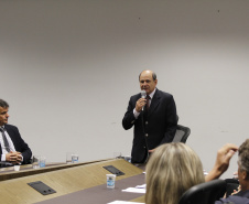 O secretário da Segurança Pública e Administração Penitenciária do Paraná, Luiz Felipe Carbonell, participou nesta quarta-feira (20) da solenidade de posse do novo presidente e dos novos conselheiros dos Conselho Estadual de Políticas Públicas sobre Drogas (Conesd) para o biênio 2019-2021.A cerimônia ocorreu na sede da secretaria, no Centro Cívico, em Curitiba.  -  Curitiba, 20/03/2019  -  Foto: Divulgação SESP