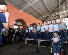 O governador Carlos Massa Ratinho Junior e o ministro da Cidadania, Osmar Terra, lançam o programa Criança Feliz . Curitiba, 18/04/2019 - Foto: Rodrigo Felix Leal/ANPr