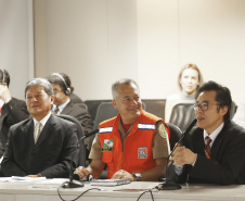 Reunião da Defesa Civil, Simepar e Jica, para discutir resultados do projeto de monitoramento metereológico por radar. N/F: Cônsul Geral do Japão em Curitiba, Hajime Kimura.Curitiba, 22-04-19.Foto: Arnaldo Alves / ANPr.