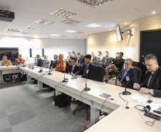 Reunião da Defesa Civil, Simepar e Jica, para discutir resultados do projeto de monitoramento metereológico por radar.Curitiba, 22-04-19.Foto: Arnaldo Alves / ANPr.
