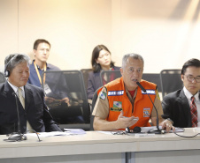 Reunião da Defesa Civil, Simepar e Jica, para discutir resultados do projeto de monitoramento metereológico por radar. N/F: coordenador da Defesa Civil do Paraná, cel. Ricardo Silva.Curitiba, 22-04-19.Foto: Arnaldo Alves / ANPr.