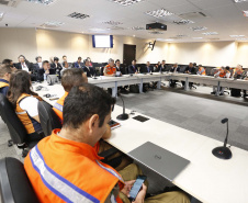 Reunião da Defesa Civil, Simepar e Jica, para discutir resultados do projeto de monitoramento metereológico por radar. N/F: coordenador da Defesa Civil do Paraná, cel. Ricardo Silva.Curitiba, 22-04-19.Foto: Arnaldo Alves / ANPr.