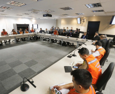 Reunião da Defesa Civil, Simepar e Jica, para discutir resultados do projeto de monitoramento metereológico por radar. N/F: coordenador da Defesa Civil do Paraná, cel. Ricardo Silva.Curitiba, 22-04-19.Foto: Arnaldo Alves / ANPr.