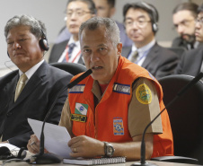 Reunião da Defesa Civil, Simepar e Jica, para discutir resultados do projeto de monitoramento metereológico por radar. N/F: coordenador da Defesa Civil do Paraná, cel. Ricardo Silva.Curitiba, 22-04-19.Foto: Arnaldo Alves / ANPr.