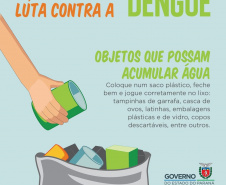 A Secretaria da Saúde do Paraná lançou nesta terça-feira (23) uma campanha digital com orientações sobre medidas preventivas para o combate à dengue. O mote é Faça a sua parte na luta contra a dengue. Foto:SESA