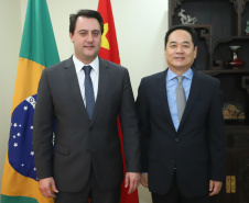 CHINA -  O governador Carlos Massa Ratinho também esteve com o embaixador da China no Brasil, Yang Wanming. Ele apresentou como resultado da recente viagem ao país, na semana passada, a confirmação da visita do CEO da China Communications Construction Company (CCCC) - estatal chinesa e maior empresa de infraestrutura do País - ao Paraná no dia 14 de maio. Na foto, o secretário da Infraestrurtura e Logística, Sandro Alex  -  Curitiba, 29/04/2019  -  Foto: Rodrigo Félix Leal/ANPr