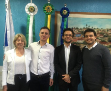 Ampére - Uma equipe da Fomento Paraná percorreu nesta quinta e sexta-feira (2 e 3) parte do Sudoeste do paranaense para discutir parcerias com prefeitos e secretários da área de economia e desenvolvimento. Foto: Divulgação/Fomento Paraná