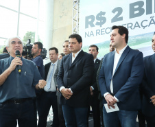 O governador Carlos Massa Ratinho Junior lançou, nesta terça-feira (07), o Programa de Revitalização das Estradas, que vai beneficiar todas as regiões do Paraná. Foto: Rodrigo Felix Leal/ANPr