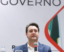 O governador Carlos Massa Ratinho Junior participa de reunião com associados do Sinduscon-PR nesta terça-feira (7) apresentando um balanço dos 120 dias de gestão do Estado. Curitiba, 07/05/2019 - Foto: Rodrigo Felix Leal/ANPr