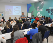 Fomento Paraná prepara nova turma de agentes de crédito A fase presencial do treinamento acontece nas instalações do Centro de Capacitação do Sebrae-PR em Curitiba. Foto: Divulgação/Fomento Paraná