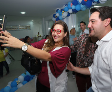  O governador Carlos Massa Ratinho Junior também inaugurou nesta quinta-feira (16) o CMEI José Prestes Neto, no Jardim Alvorada, em Maringá. O prédio de 3 mil metros quadrados tem capacidade para até 500 alunos do berçário ao 5° ano.Foto Rodrigo Felix Leal/ANPr