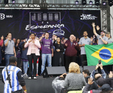 O governador Carlos Massa Ratinho Junior participa da Marcha para Jesus.Curitiba, 18-05-19Foto: Arnaldo Alves 