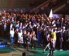 A 66ª edição dos Jogos Escolares do Paraná começa nesta terça-feira (21), às 20h, com a abertura da fase regional de Curitiba. Realizados pelo Governo do Estado, por meio da Secretaria de Estado da Educação e do Esporte, a etapa é organizada simultaneamente com os 46º Jogos Escolares de Curitiba, em uma parceria com a Secretaria Municipal de Esporte, Lazer e Juventude. Foto: Divulgação/SEED