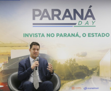 Programa de concessões na área da infraestrutura, projetos de parcerias público-privadas e um ambiente propício para negócios tornam o Paraná o Estado atrativo para investidores. A avaliação é do governador Carlos Massa Ratinho Junior, que abriu nesta terça-feira (21) a segunda edição do Paraná Day. Foto: Arnaldo Alves/ANPr