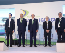 A Usina Hidrelétrica Baixo Iguaçu, último aproveitamento energético do Rio Iguaçu, foi inaugurada nesta quinta-feira (23) em Capanema, no Sudoeste do Estado. O empreendimento foi construído por um consórcio formado pela Copel e a Neonergia e recebeu investimento de R$ 2,3 bilhões. Foto: Rodrigo Felix Leal/ANPr