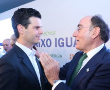 A Usina Hidrelétrica Baixo Iguaçu, último aproveitamento energético do Rio Iguaçu, foi inaugurada nesta quinta-feira (23) em Capanema, no Sudoeste do Estado. O empreendimento foi construído por um consórcio formado pela Copel e a Neonergia e recebeu investimento de R$ 2,3 bilhões. Foto: Rodrigo Felix Leal/ANPr