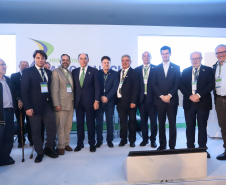 A Usina Hidrelétrica Baixo Iguaçu, último aproveitamento energético do Rio Iguaçu, foi inaugurada nesta quinta-feira (23) em Capanema, no Sudoeste do Estado. O empreendimento foi construído por um consórcio formado pela Copel e a Neonergia e recebeu investimento de R$ 2,3 bilhões. Foto: Rodrigo Felix Leal/ANPr