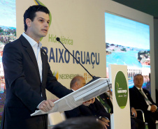 A Usina Hidrelétrica Baixo Iguaçu, último aproveitamento energético do Rio Iguaçu, foi inaugurada nesta quinta-feira (23) em Capanema, no Sudoeste do Estado