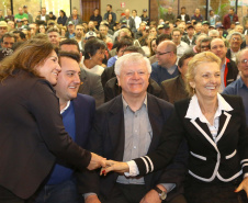 O governador Carlos Massa Ratinho Junior e o presidente da Copel, Daniel Pimentel Slaviero, anunciaram nesta sexta-feira (24) os investimentos da Companhia na região Oeste do Paraná para os próximos três anos. Foto: Jaelson Lucas/ANPr