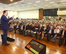 O governador Carlos Massa Ratinho Junior e o presidente da Copel, Daniel Pimentel Slaviero, anunciaram nesta sexta-feira (24) os investimentos da Companhia na região Oeste do Paraná para os próximos três anos. Foto: Jaelson Lucas/ANPr