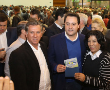 O governador Carlos Massa Ratinho Junior e o presidente da Copel, Daniel Pimentel Slaviero, anunciaram nesta sexta-feira (24) os investimentos da Companhia na região Oeste do Paraná para os próximos três anos. Foto: Jaelson Lucas/ANPr
