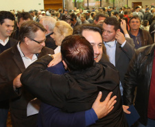 O governador Carlos Massa Ratinho Junior e o presidente da Copel, Daniel Pimentel Slaviero, anunciaram nesta sexta-feira (24) os investimentos da Companhia na região Oeste do Paraná para os próximos três anos. Foto: Jaelson Lucas/ANPr