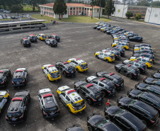 O governador Carlos Massa Ratinho Junior faz a entrega de viaturas para Polícia Civil e Polícia Militar nesta quarta-feira (10), na Acadêmia do Guatupê. Curitiba, 10/07/2019 -Foto: Geraldo Bubniak/ANPr