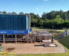 Estação de Tratamento de Esgoto modular, implantada em Toledo. Foto: Divulgação/Sanepar