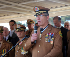 São José dos Pinhais, 09 de agosto de 2019. Solenidade alusiva ao Aniversário da PMPR. Foto: Comandante-Geral da PMPR, Cel. QOPM Péricles de Matos. 
