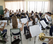 Fanfarras e bandas marciais de todo o Estado já podem se inscrever para o primeiro Festival de Fanfarras do Paraná, que vai identificar e reunir os grupos musicais formados em escolas, igrejas e comunidades de todas as cidades paranaenses. A ideia, proposta pelo governador Carlos Massa Ratinho Junior, é incentivar a cultura regional e a formação musical no Estado.Foto: Hedeson Alves/ArquivoSEED