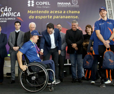 O governador Carlos Massa Ratinho Junior anunciou nesta segunda-feira (02), no Palácio Iguaçu, a nova fase do programa de apoio à formação de atletas olímpicos. Patrocinado pela Copel, o ?Geração Olímpica? é o maior programa de bolsa-atleta do País. Curitiba,02/09/2019 Foto:Jaelson Lucas / AEN