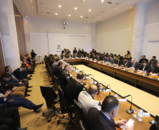 O governador Carlos Massa Ratinho Junior reunido com seu secretariado.Curitiba, 03-09-19.Foto: Arnaldo Alves / ANPr.