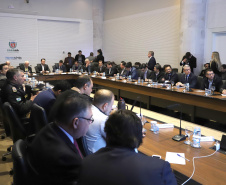 O governador Carlos Massa Ratinho Junior reunido com seu secretariado.Curitiba, 03-09-19.Foto: Arnaldo Alves / ANPr.