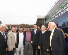 O Governador Carlos Massa Ratinho Junior autoriza nesta quarta-feira (04) a realização de concurso público e contratação de profissionais para a Polícia Militar, Polícia Civil e Departamento Penitenciário (Depen). Participaram do evento: os secretários, de Segurança, cel. Romulo Marinho Soares; da Casa Civil, Guto Silva; comandante geral da PMPR, cel. Péricles de Matos; delegado geral da Polícia Civil do Paraná, Silvio Jacob Rockembach; Curitiba, 04-09-19.Foto: Arnaldo Alves / AEN