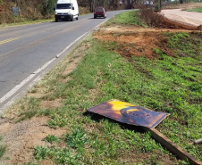 Governo alerta para os perigos causados pelo vandalismo de placas. Foto: Divulgação/DER