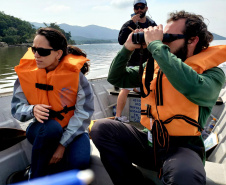 Dentro dos programas ambientais executados pela empresa Portos do Paraná nas baías de Paranaguá e Antonina, foi realizado quarta-feira (11) o monitoramento de avifauna, embarcado. Foto: Divulgação/Portos do Paraná