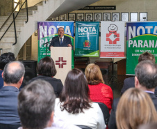 O Governo do Estado entrega os três principais prêmios do sorteio de Setembro do programa Nota Paraná, de R$ 20 mil, R$ 30 mil e R$ 50 mil. A solenidade de premiação acontece no Hospital das Clínicas, em Curitiba nesta quinta-feira (19). Na foto o  presidente dos Amigos do HC, Pedro de Paula Filho. Curitiba, 19/09/2019 - Foto: Geraldo Bubniak/AEN