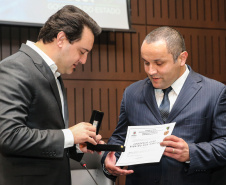 O governador Carlos Massa Ratinho Junior participa nesta segunda-feira (30), da comemoração do aniversário de 166 anos da Polícia Civil no Paraná na sede da OAB Paraná, em Curitiba .   30/09/2019 - Foto: Geraldo Bubniak/AEN