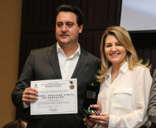 O governador Carlos Massa Ratinho Junior participa nesta segunda-feira (30), da comemoração do aniversário de 166 anos da Polícia Civil no Paraná na sede da OAB Paraná, em Curitiba .   30/09/2019 - Foto: Geraldo Bubniak/AEN