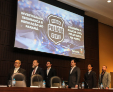 O governador Carlos Massa Ratinho Junior participa nesta segunda-feira (30), da comemoração do aniversário de 166 anos da Polícia Civil no Paraná na sede da OAB Paraná, em Curitiba .   30/09/2019 - Foto: Geraldo Bubniak/AEN