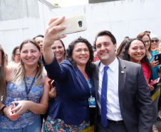 O governador Carlos Massa Ratinho Junior e o ministro da Justiça e Segurança Pública, Sergio Moro,  durante reunião com o prefeito de São José dos Pinhais, Toninho Fenelon, e os comandos das equipes de segurança da União, estados e município que atuam em conjunto no projeto-piloto iniciado pelo Ministério em 30 de agosto. 