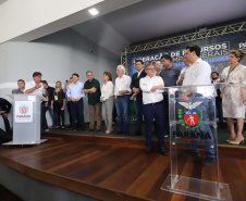 Nesta quinta-feira (24), dentro das atividades da transferência da sede do Governo do Estado para Ponta Grossa, o governador Carlos Massa Ratinho Junior anunciou as primeiras cidades que receberão condomínios para idosos.Foto: Arnaldo Alves / AEN.