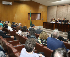 O secretário da Fazenda Renê Garcia, empossa os novos delegados regionais da SEFA.Curitiba, 25-10-19.Foto: Arnaldo Alves / AEN.