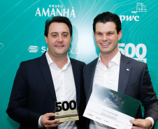 O governador Carlos Massa Ratinho Junior participa do evento de premiação das 500 maiores empresas do Sul. 
